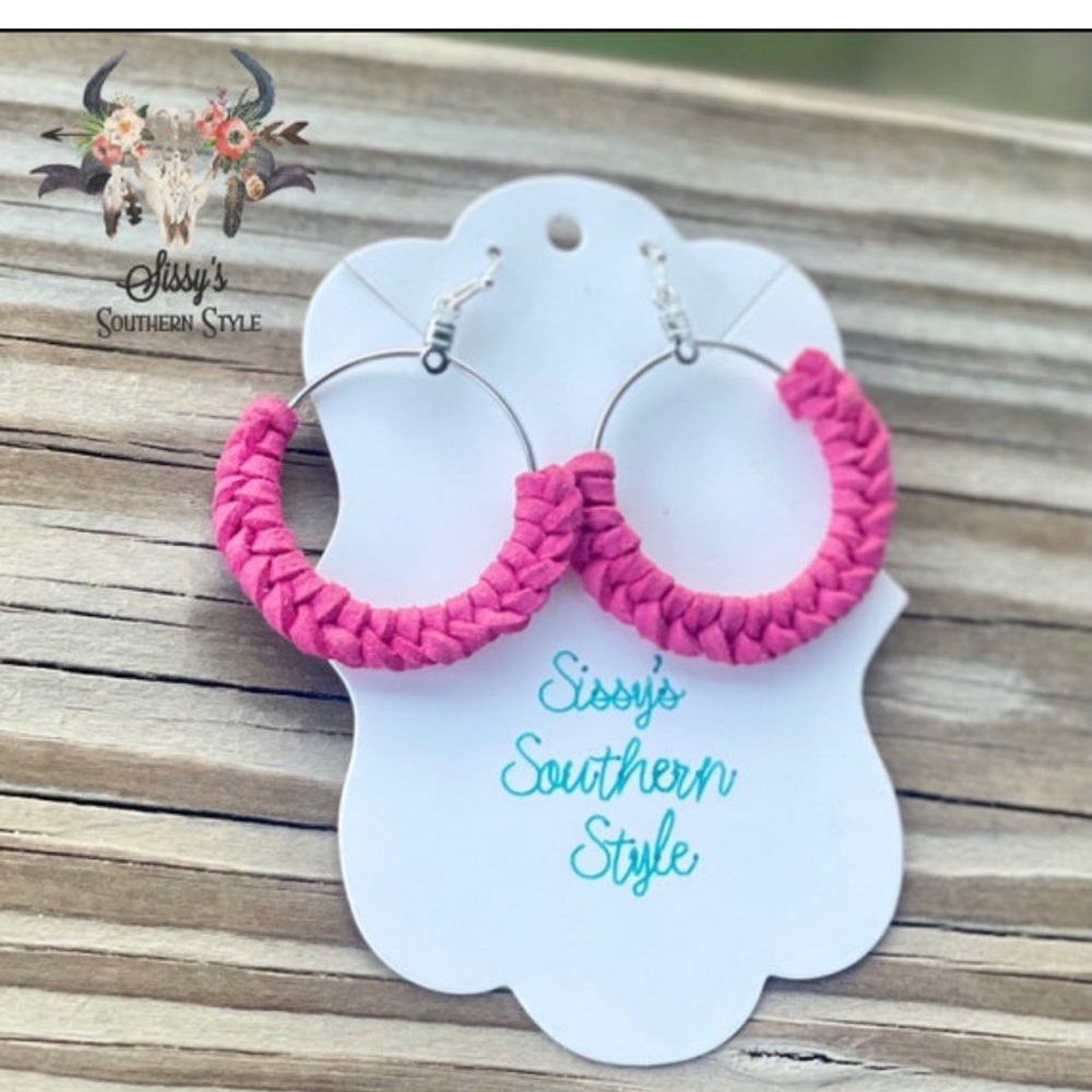 Handmade Suede Wrapped Hoop Earrings